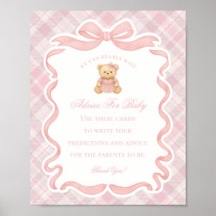 Rosa Koketter Bär Baby Shower Tipps Poster