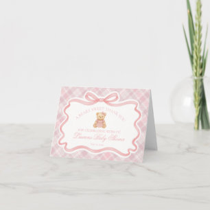 Rosa Koketterie-Bogen-Bär-Baby-Dankeschön-Karte Dankeskarte