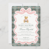 Rosa Koketterie-Bogen-Bär-Tartan-Karo-Baby-Party