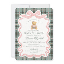 Rosa Koketterie-Bogen-Bär-Tartan-Karo-Baby-Party