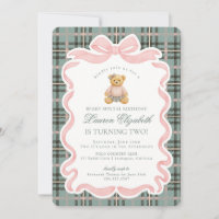 Rosa Koketterie-Bogen-Bär Tartan Karo Geburtstag