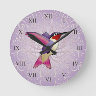 Rosa Kolibri Runde Wanduhr