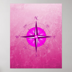 Rosa Kompassrose Poster