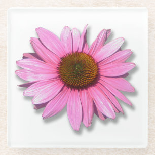 Rosa Kone Blume auf weißem, DIY-Foto Glasuntersetzer