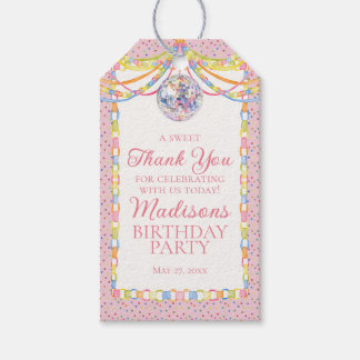 Rosa Konfetti Geburtstagsfeier Geschenke Geschenkanhänger