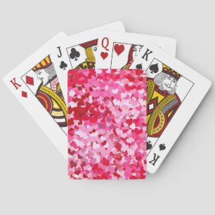 Rosa Konfetti-Herzen Spielkarten