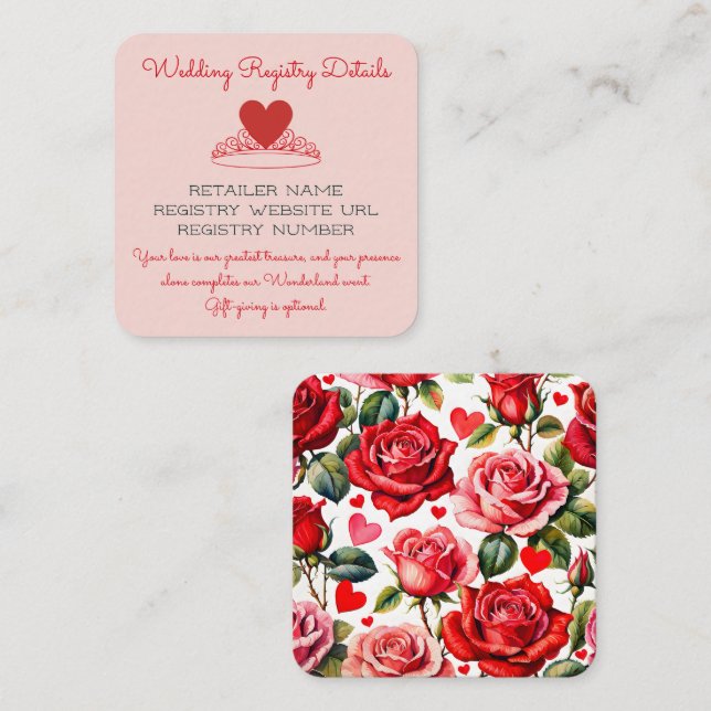 Rosa Königin der Kronheirat Begleitkarte (Vorne/Hinten)