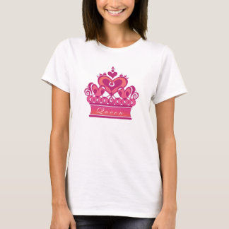 Rosa Königin hört Krone auf Weiß T-Shirt