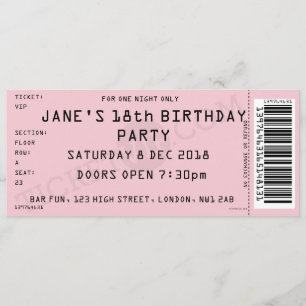 Rosa Konzert-Karten-Party Einladung