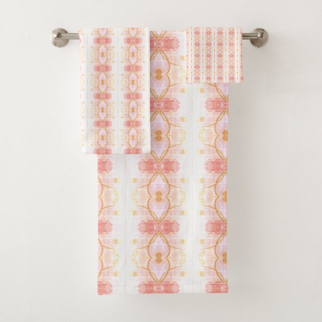 Rosa Koralle Stilvolle Print Badhandtuch Set (Insitu)