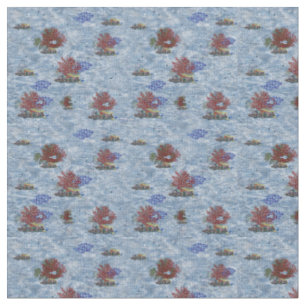 Rosa Koralle unter Wasser - Blauer Fisch Stoff