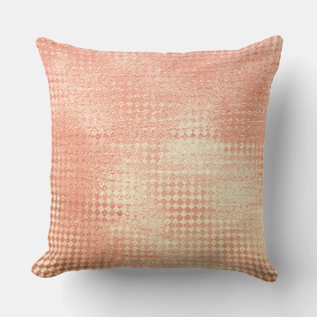 Rosa Korallen Blush Gold Glam Diamant Cut Metallic Kissen (Vorderseite)