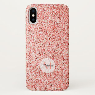 Rosa Korallen hellpastellfarbene Glitzern Monogram Case-Mate iPhone Hülle