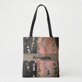 Rosa Korallen und schwarze Glitzer Münzen Personal Tasche