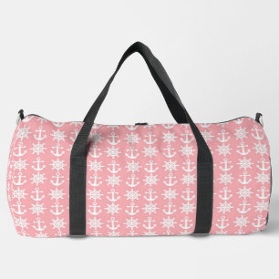 Rosa Korallenanker und Schiffe Duffle Bag