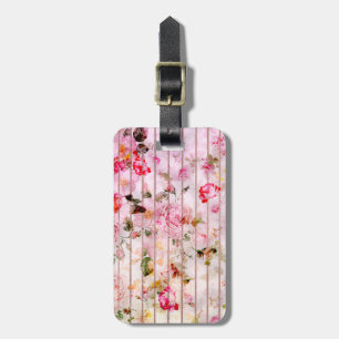 Rosa Korallenfarben, blühende moderne Streifen. Gepäckanhänger