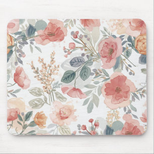Rosa Korallengarten Blumen-Wasserfarben-Muster Mousepad