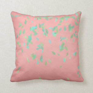 Rosa korallenroter Goldblatt-Minzen-Grün-Pastell Kissen