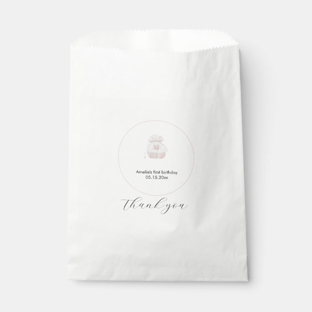 Rosa koreanische Doljanchi-Gunst Geschenktütchen (Vorderseite)