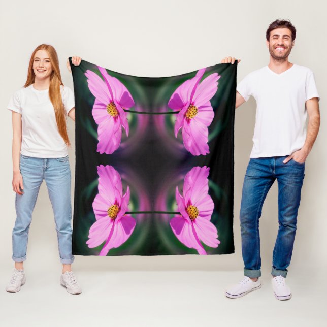 Rosa Kosmos-Blume Abstrakt Fleecedecke (Beispiel)