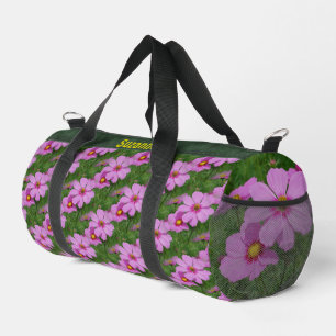 Rosa Kosmos-Blume Muster Personalisiert Duffle Bag