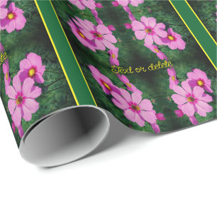 Rosa Kosmos-Blume Muster Personalisiert Geschenkpapier