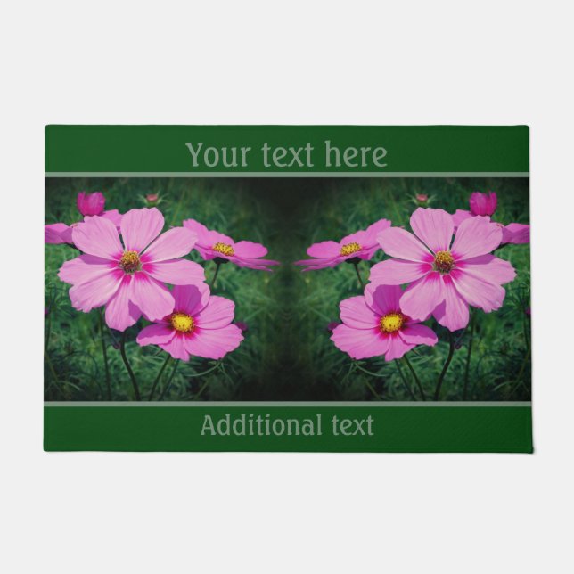 Rosa Kosmos Blume Natur Personalisiert Fußmatte (Vorderseite)