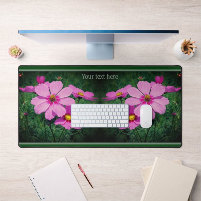 Rosa Kosmos Blume Natur Personalisiert Schreibtischunterlage (Büro 1)