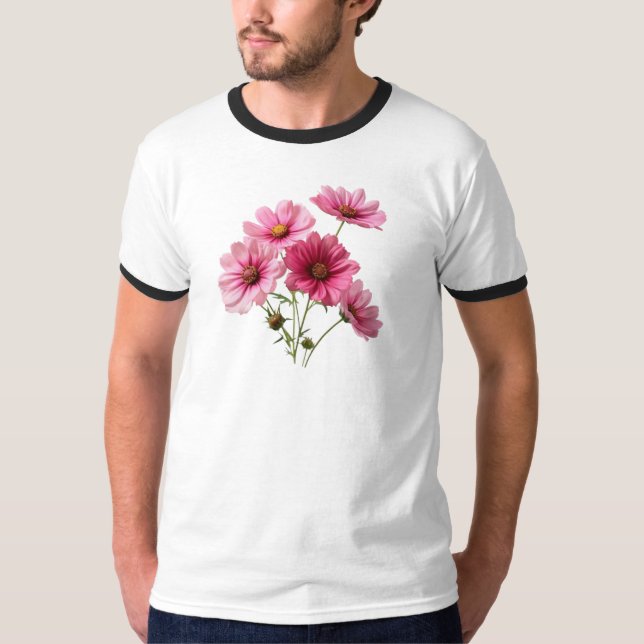 Rosa Kosmos-Blume T-Shirt (Vorderseite)
