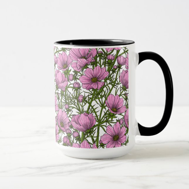 Rosa Kosmos-Blume Tasse (Rechts)