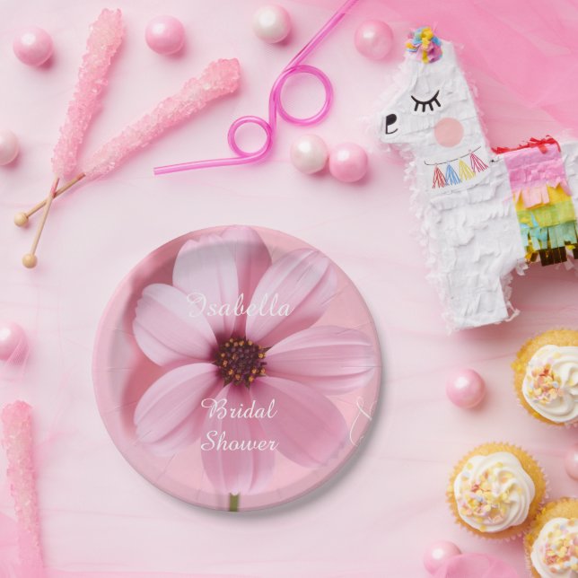 Rosa Kosmos-Blumen-Hochzeitsdusche-Party Pappteller (Party)