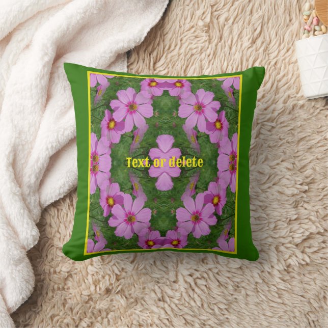 Rosa Kosmos Daisy Blume Natur Personalisiert Kissen (Decke)