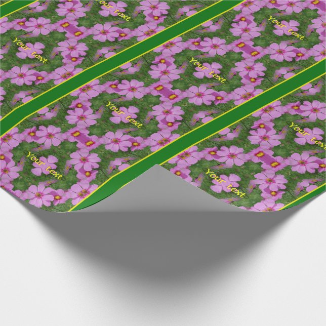 Rosa Kosmos Daisy Blume Personalisierte Natur Geschenkpapier (Ecke)