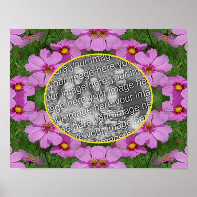 Rosa Kosmos Daisy Blume Rahmen hinzufügen Ihr Foto Poster (Vorne)