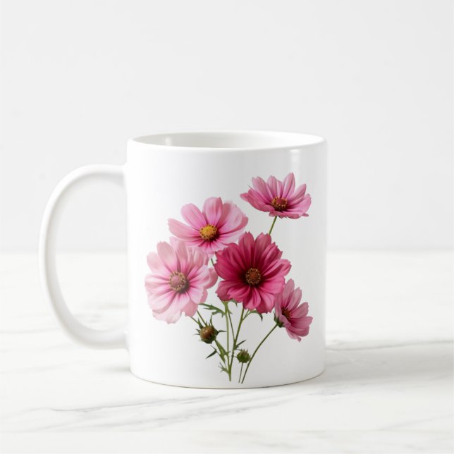 Rosa Kosmosblumen-23456 Kaffeetasse (Links)