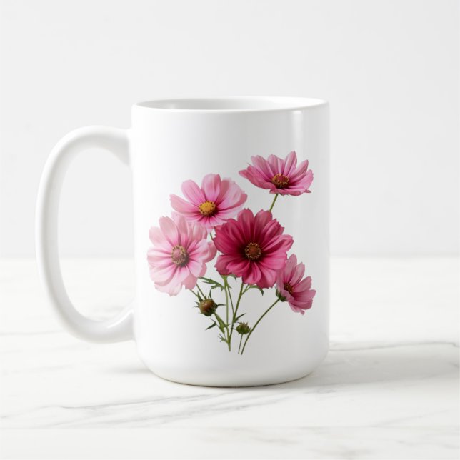 Rosa Kosmosblumen-23456 Kaffeetasse (Links)