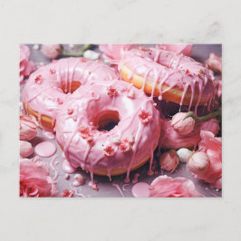 Rosa Köstlicher Donut mit Zuckerverglasung, Topans Postkarte