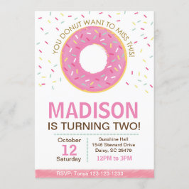 Rosa Krapfen-Geburtstags-Einladung Einladung