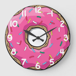 Rosa Krapfen mit besprüht Große Wanduhr