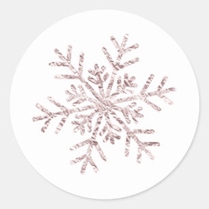 Rosa Krauselig Winterwunderland-Schneeflocke Elega Runder Aufkleber