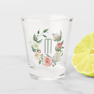 Rosa-Kraut-Monogramm Schnapsglas