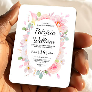 Rosa Kräuter Blossom Blume Einladung Hochzeitskart Magnet