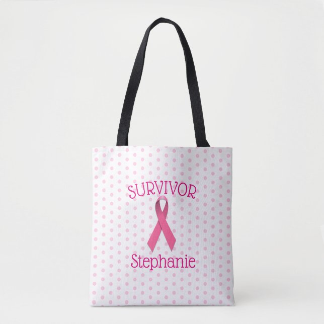 Rosa Krebsüberlebung Ribbon-Tasche Tasche (Vorderseite)