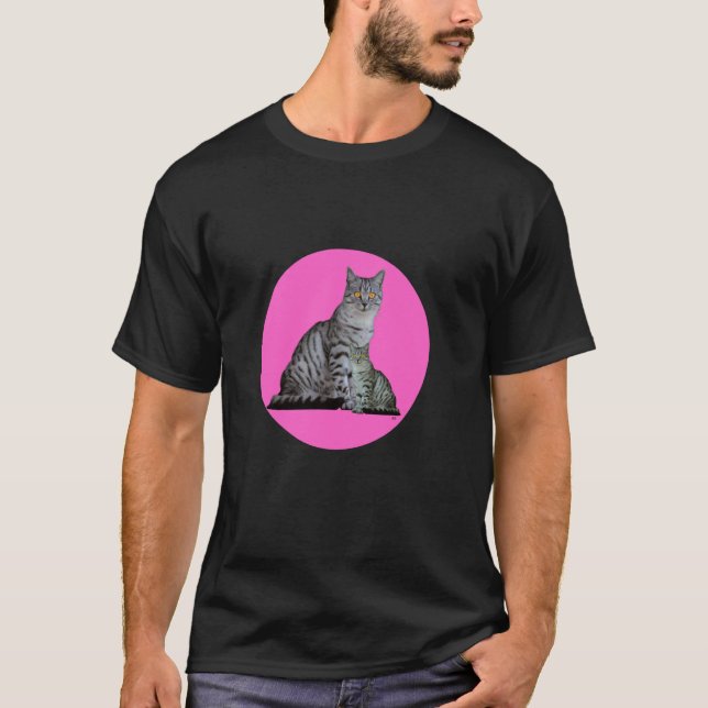 Rosa Kreis mit 2 Katzen T-Shirt (Vorderseite)