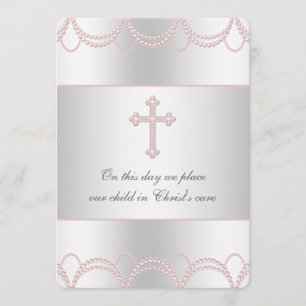 Rosa Kreuz Baby Mädchen Taufkleid Taufe Einladung