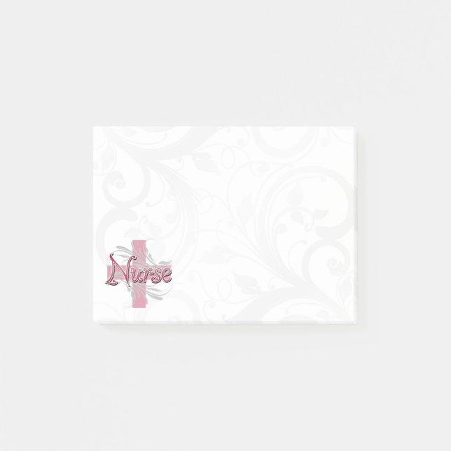Rosa Kreuz-/Strudel-Krankenschwester Post-it Klebezettel (Vorderseite)