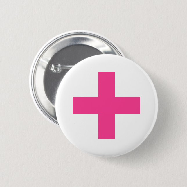 Rosa Kreuzstiftknopf für das Party von Kostümen Button (Vorne & Hinten)