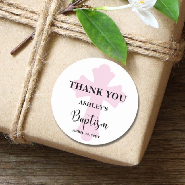 Rosa Kreuztaufe Runder Aufkleber (Von Creator hochgeladen)