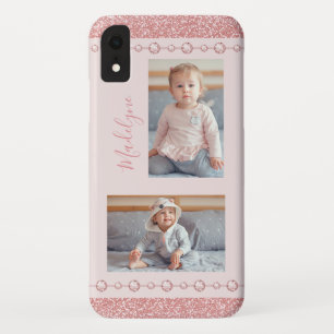 Rosa Kristall Glitzer Name Foto Case-Mate iPhone Hülle