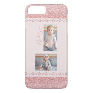 Rosa Kristall Glitzer Name Foto Case-Mate iPhone Hülle